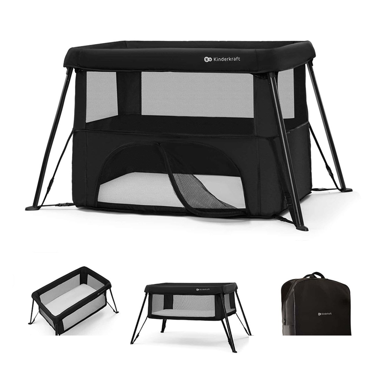 Lit parapluie 3-en-1 — pliage 5 secondes, 2 hauteurs de matelas